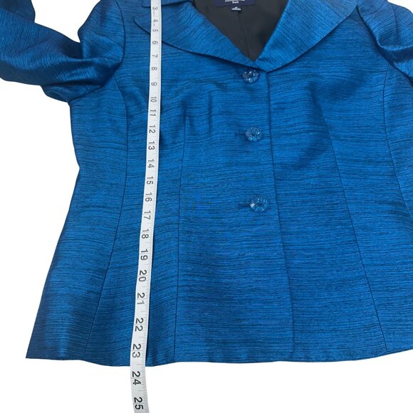 Jones Wear Womens Metallic Royal Blue Button-Front Suit Jacket Size 10 Formal - Picture 6 of 13